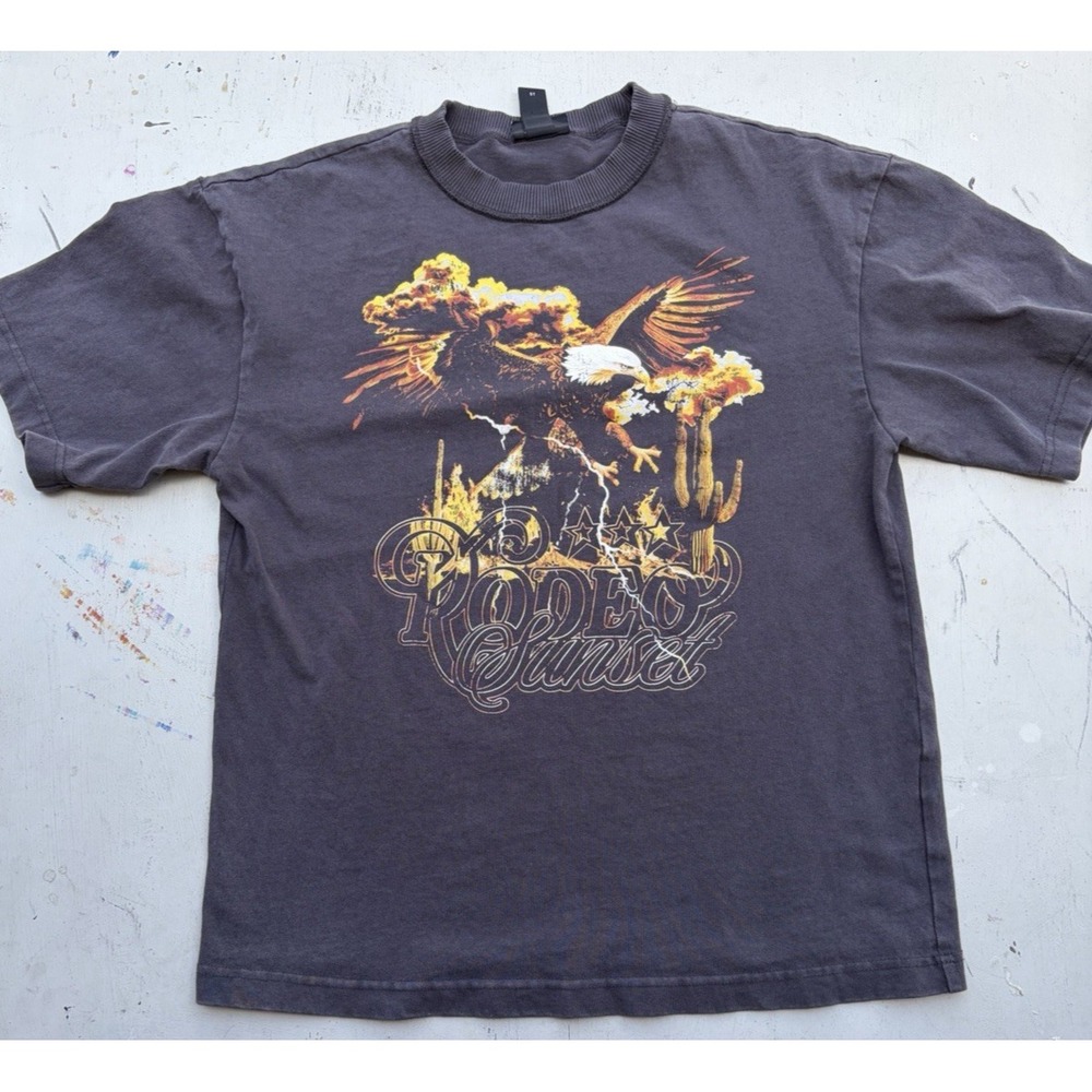 Women's H&M T-Shirt Black Rodeo S Motorcycle Eagle Biker Art Freedom 2A Grunge